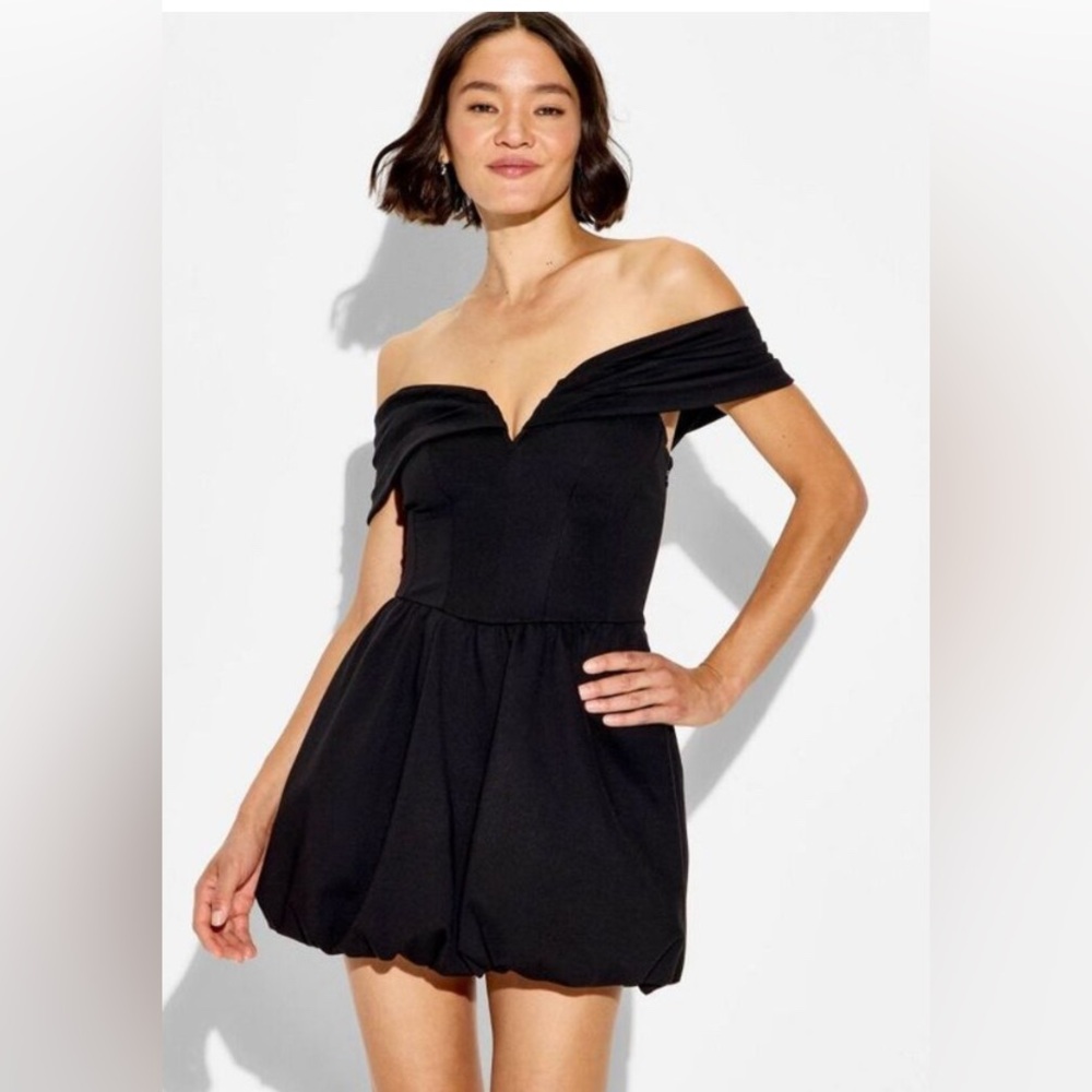 Bubble Black Mini Off-Shoulder Dress